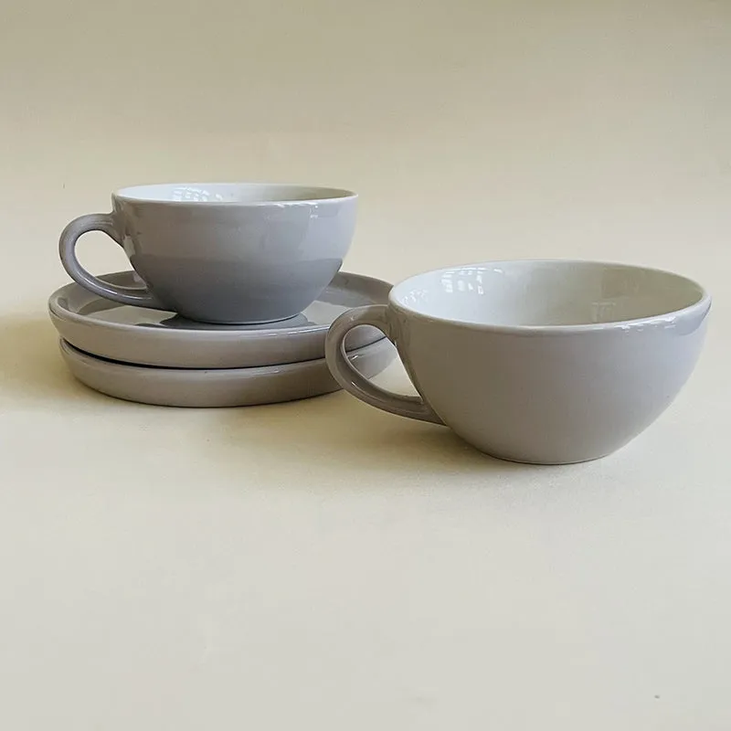 Elegant Grey Cup & Saucer (240 mL) - Four Piece Set media 1
