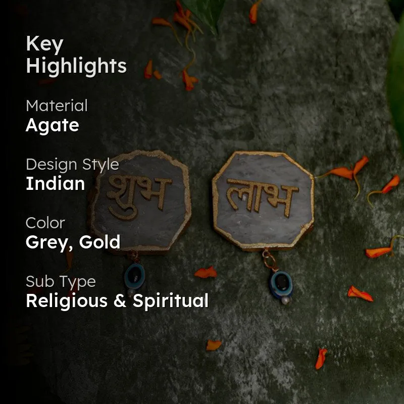 Shub Labh Agate Wall Accents (Grey) - Set Of Two media 2