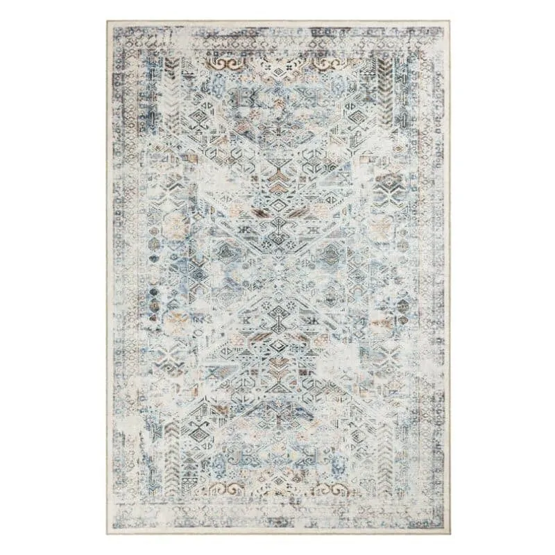 Nilaya Ethnic Anti Slip Polyester Carpet - Blue,Grey media 1