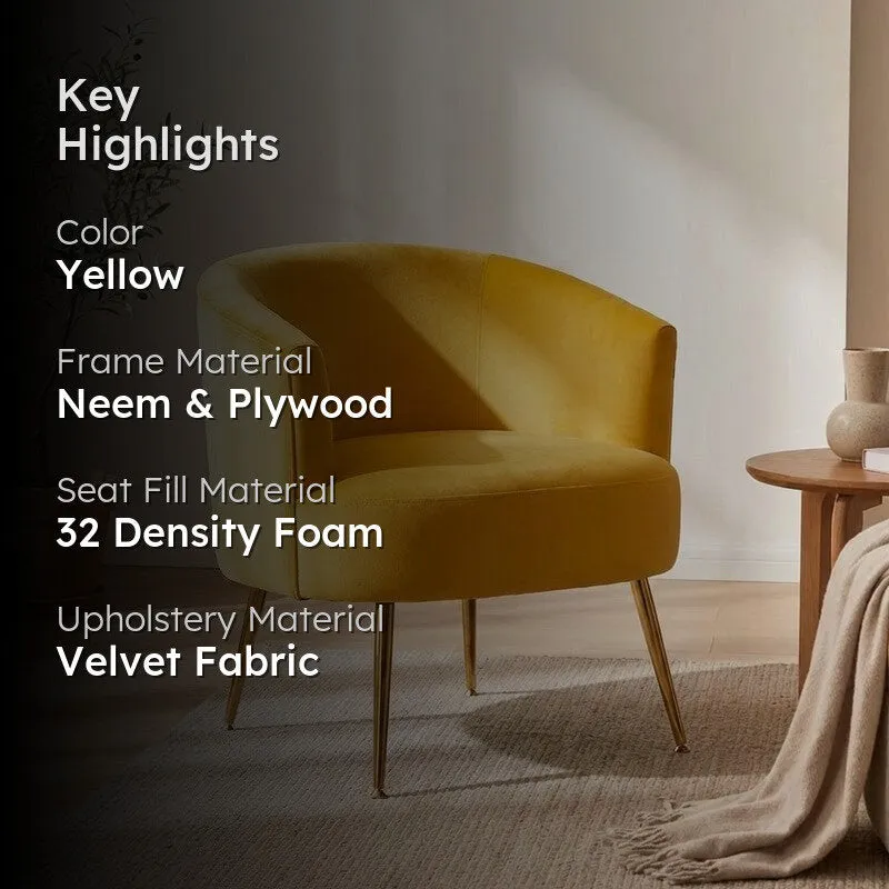 Stylo Neem Wood Accent Chair - Yellow media 2