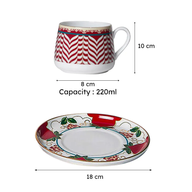 India Circus Duchess Bone Chine Cup And Saucer Set (220 mL Each) - Set of Four media 7