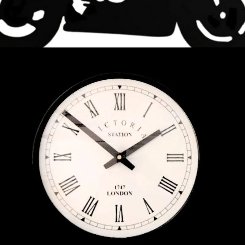 Motorbike Steel Analog Wall Clock - Black media 5