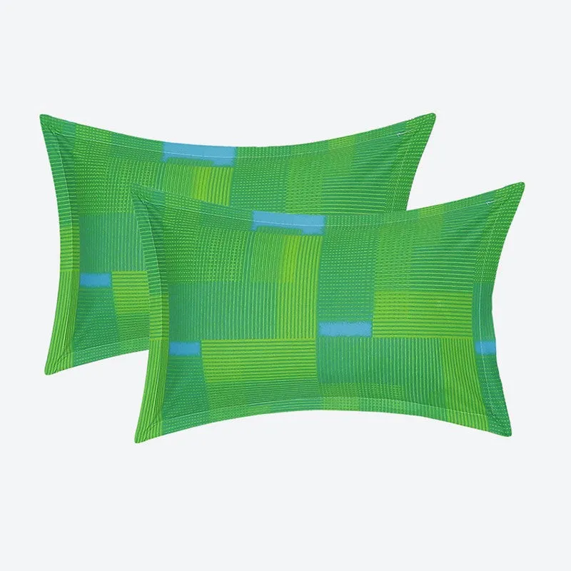 Monte Carlo Checkora Cotton Bedsheet (White,Green) - 104 TC media 9