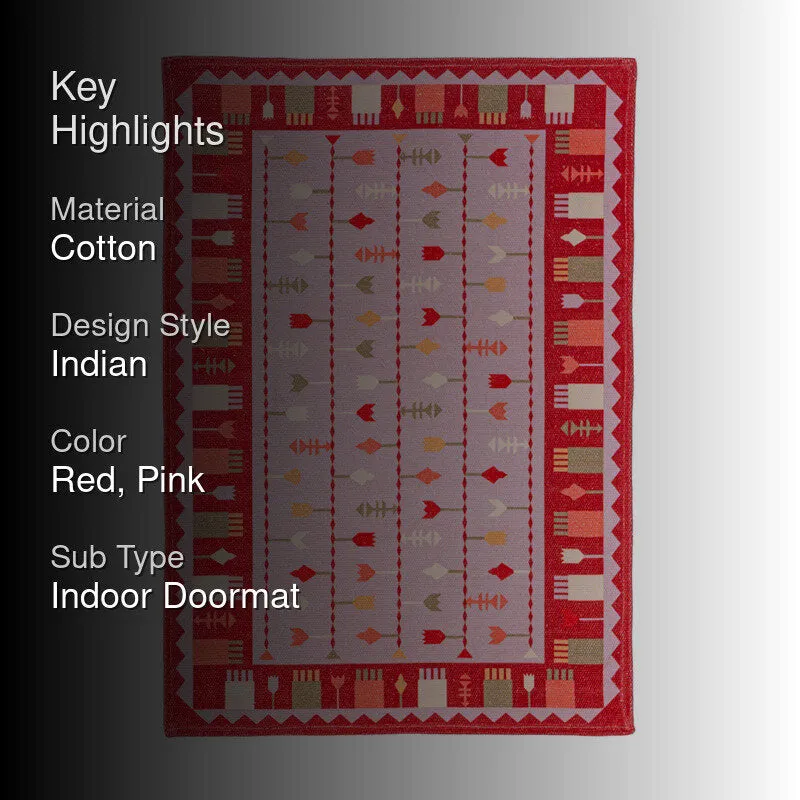Dralen Cotton Door Mats - Red, Pink media 2