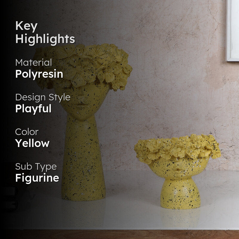 Flora Sculpt Showpiece (Yellow) - Set Of Two media 2