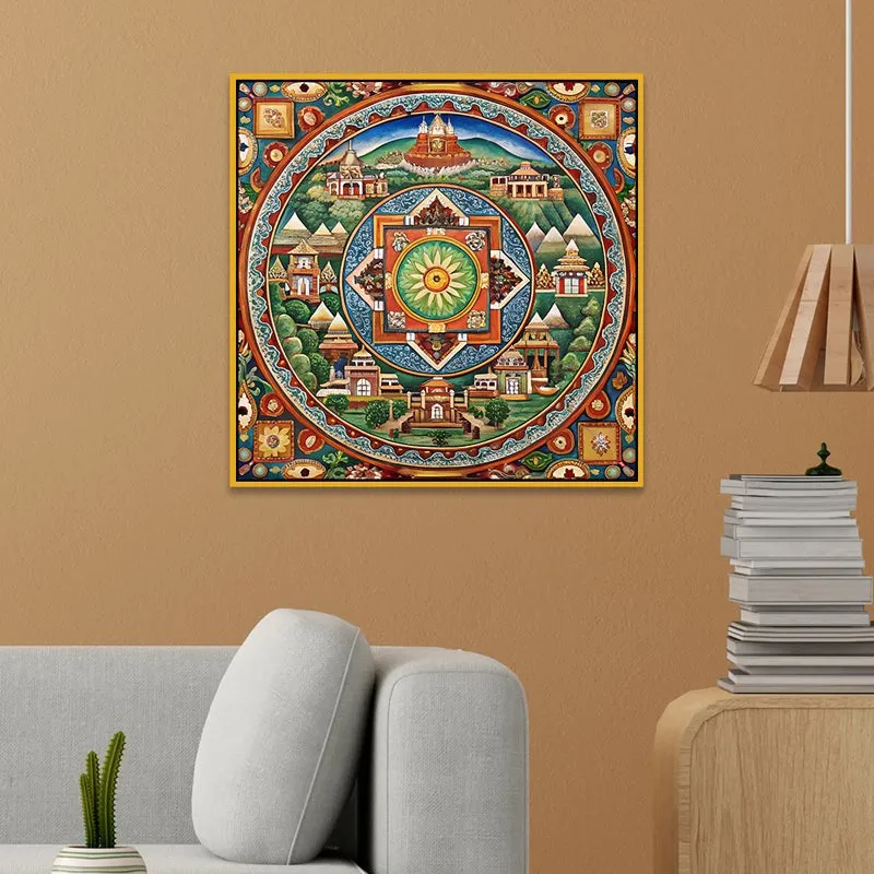 Mandala Mahals Canvas Wall Painting With Frame media 1