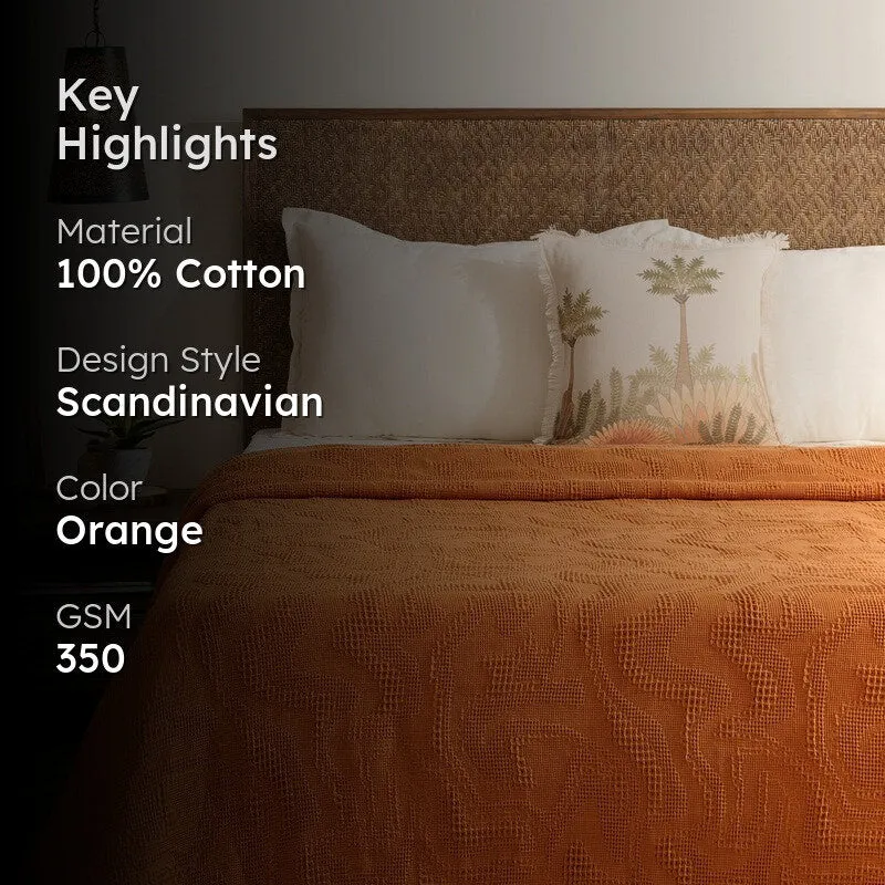 Solid Calm Cotton Bedcover (Orange) (350 Gsm) - Two Piece Set media 2