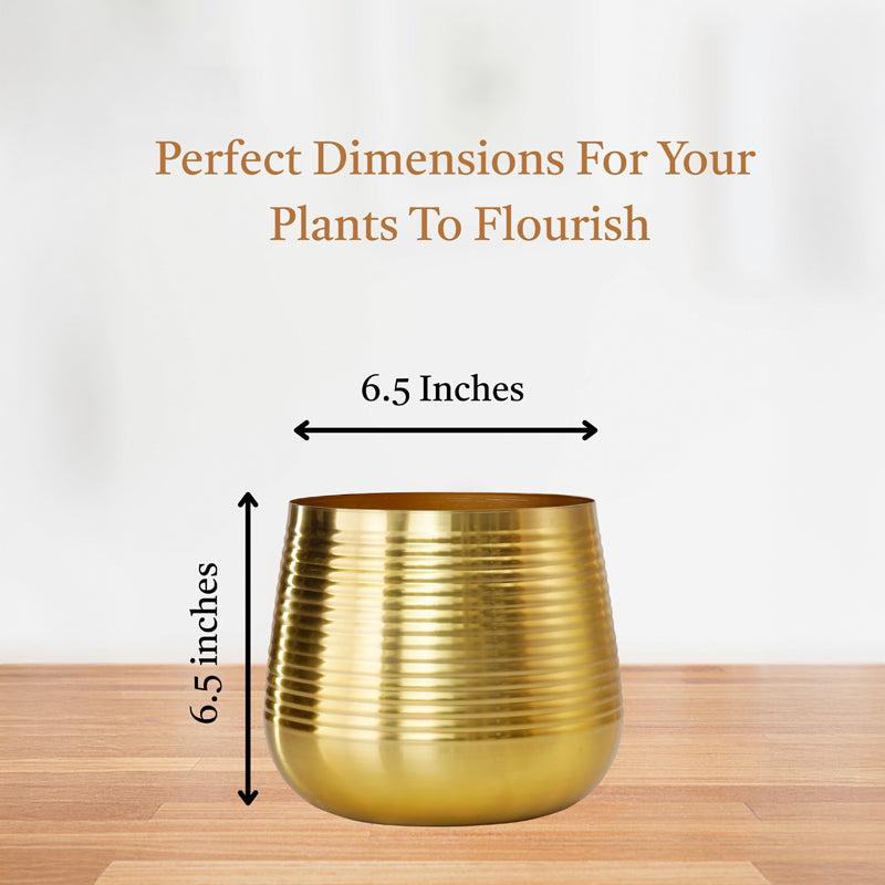 Auric Metal Golden Ribbed Planter media 7