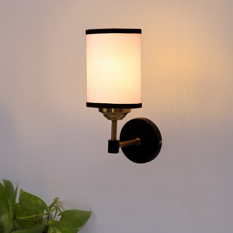 Sienna Sleek Edge Steel & Cotton Wall Lamp - White
