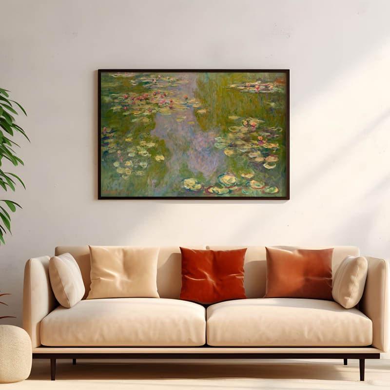 Water Lilies painting by Claude Monet-black frame