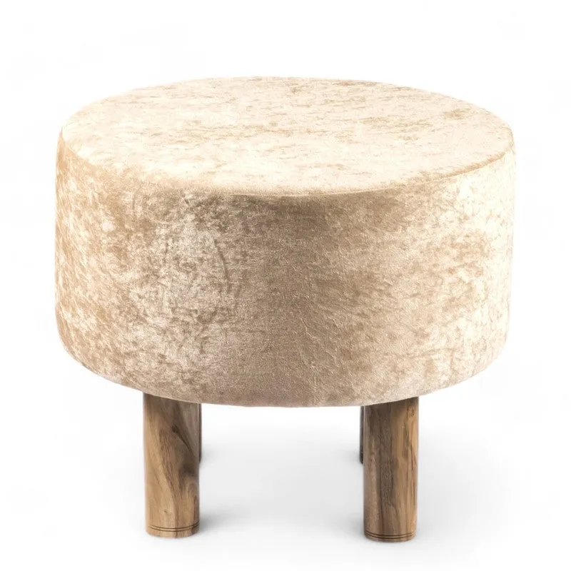 Overix Acacia Wooden Ottomans - Beige media 3