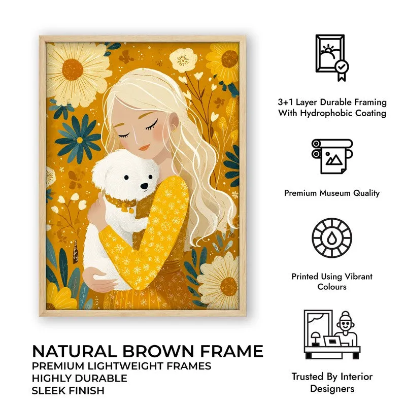 Petal Cuddle Canvas Wall Painting - Brown Frame media 10