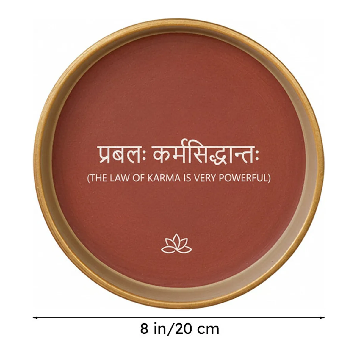 Round terracotta wall plate with size arrow shown below