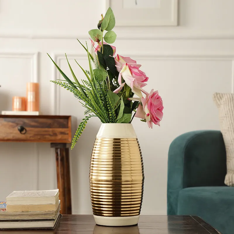 Malva Aluminium Vase - Gold & White media 1