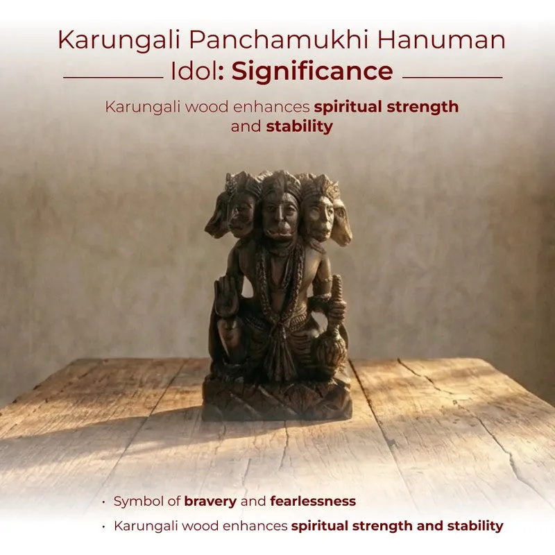 Panchmukhi Hanuman Ebony Wood Divine Idol media 6