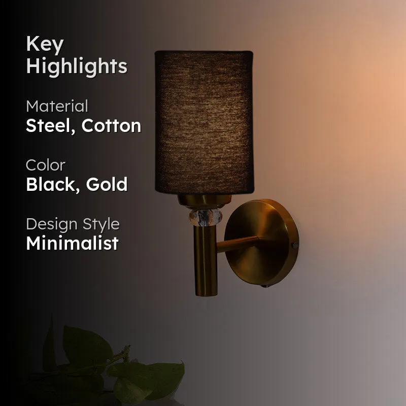 Sienna Steel & Cotton Wall Lamp - Black media 2