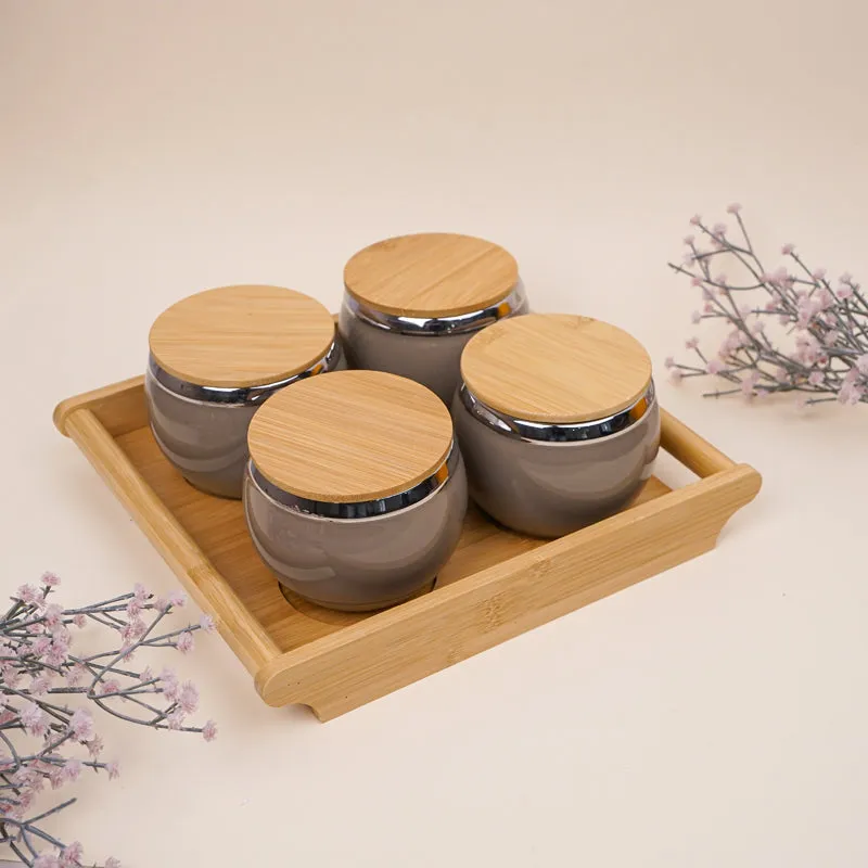 Lira Brown Dry Fruit Container With Tray (360 mL Each) - Five Piece Set media 1