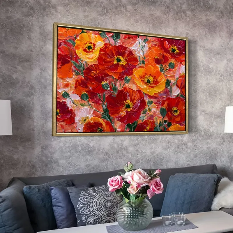 Wildflower Ember Canvas Wall Painting With Frame media 6