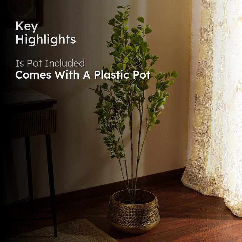 Artificial Realistic Schefflera Plant With Black Plastic Pot - 3.9 Feet media 2