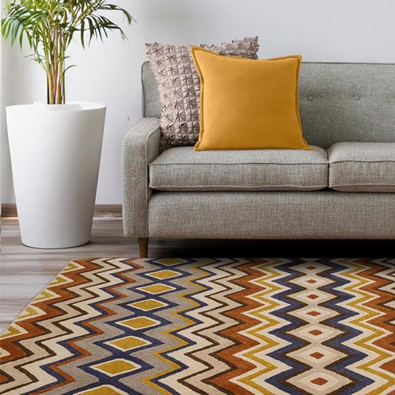 Shelob Hand Tufted Geometric Wool & Nylon Carpet - Rust Brown media 5