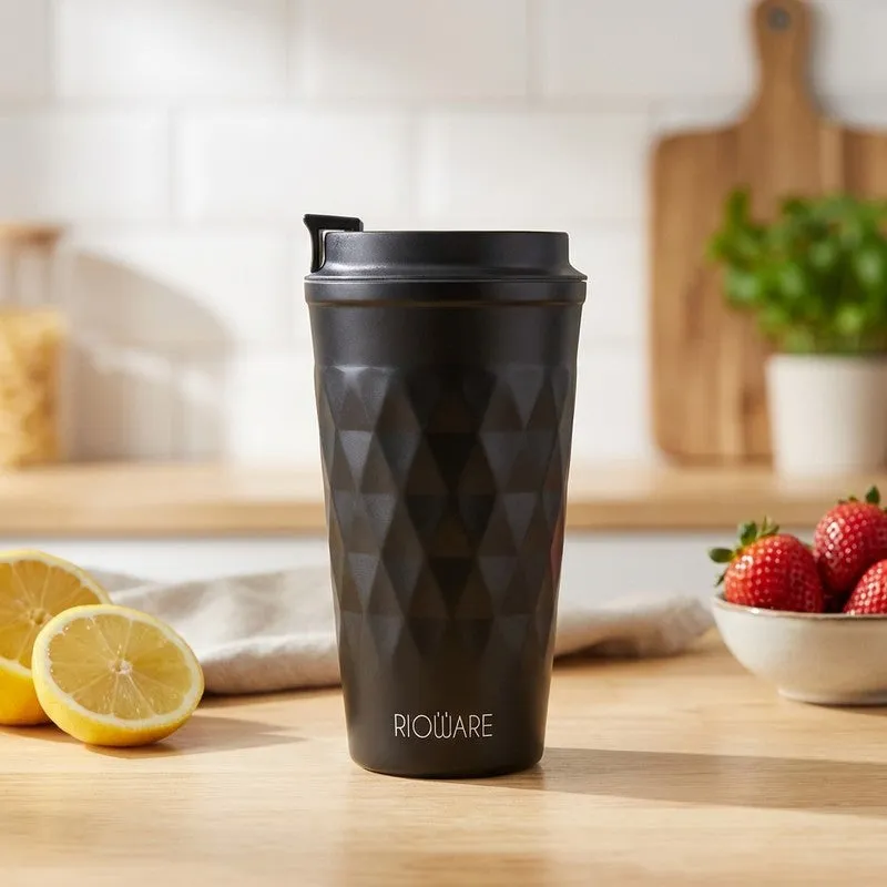 Rioware FacetSip Travel Stainless Steel Tumbler (350 ML) - Black media 1