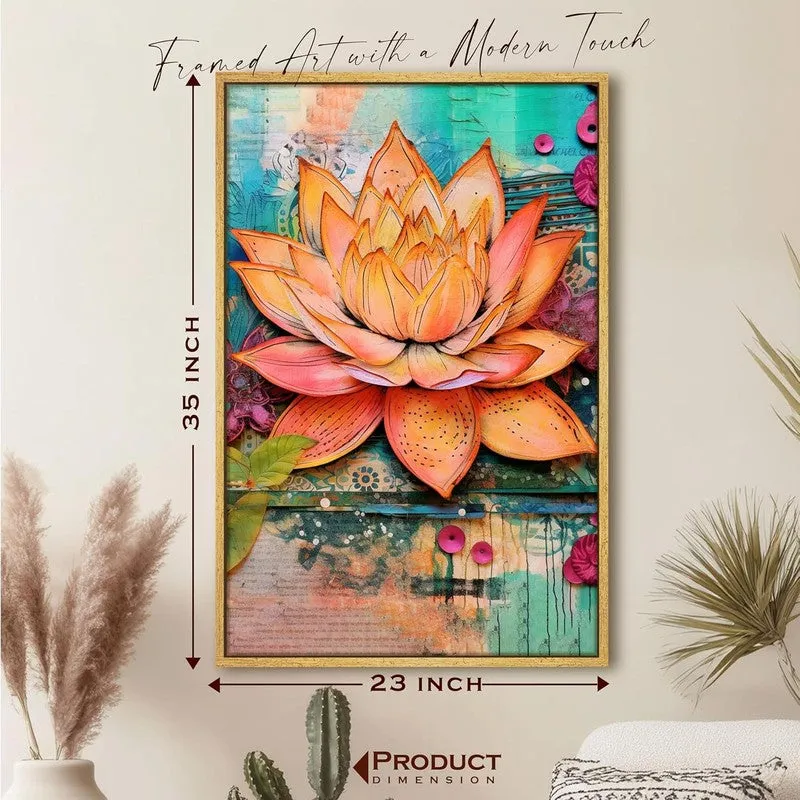 Sunset Lotus Wall Art With Frame media 8