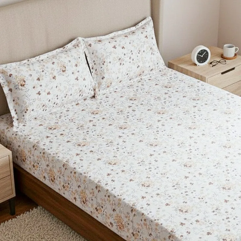 Vishva Floral Cotton Bedsheet (Peach) - 180 TC media 3