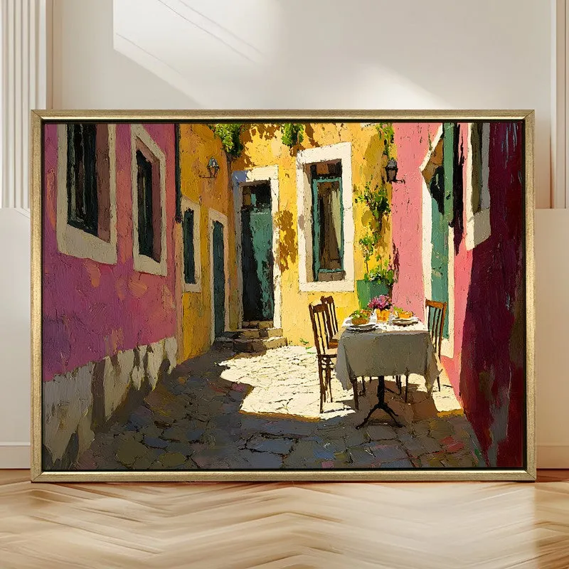 Colorful Village Canvas Wall Painting With Frame media 4