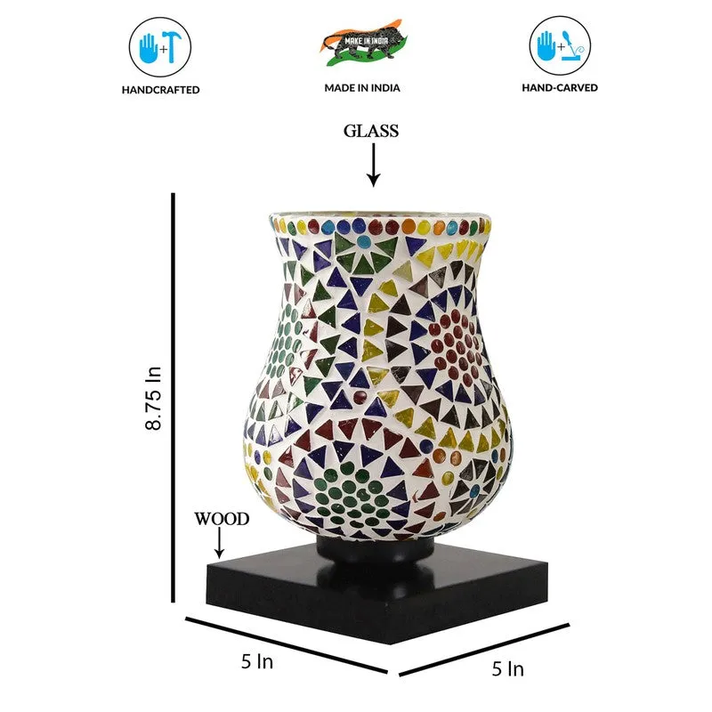 Clarent Mosaic Glass Table Lamp With Wooden Base - Multicolor media 9