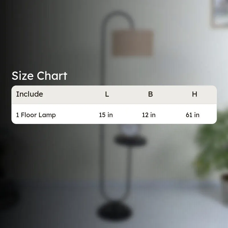 Lucciola Solid Arched Floor Lamp With Shelf - Beige media 5
