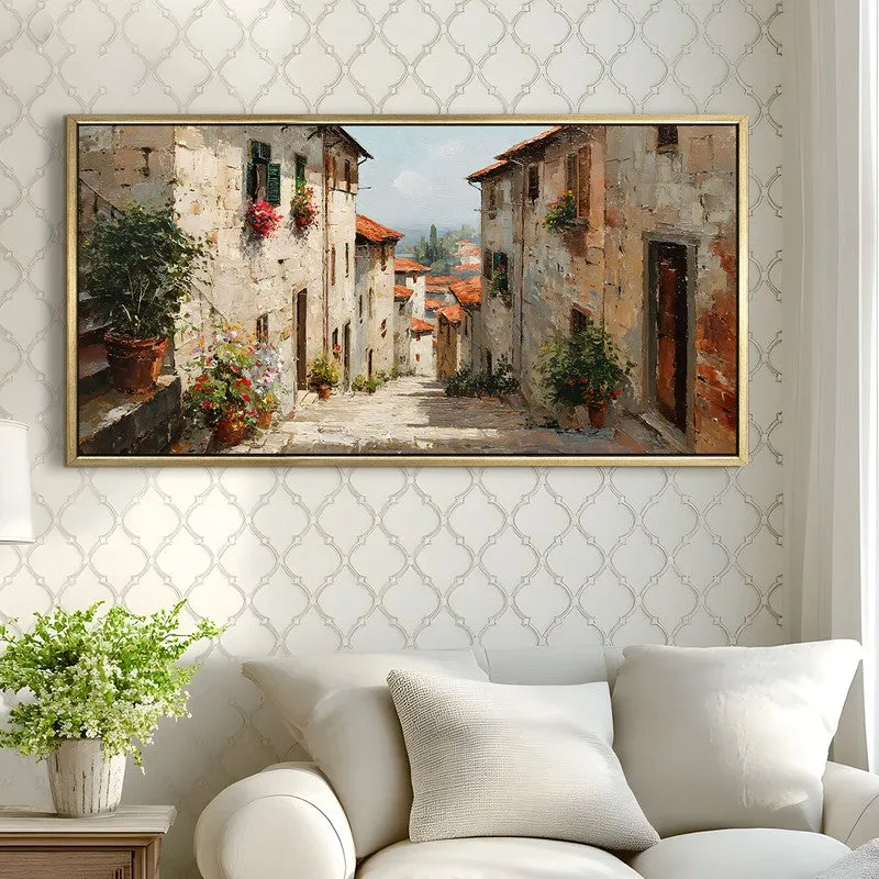 Ancient Ochre Canvas Wall Painting With Frame media 4