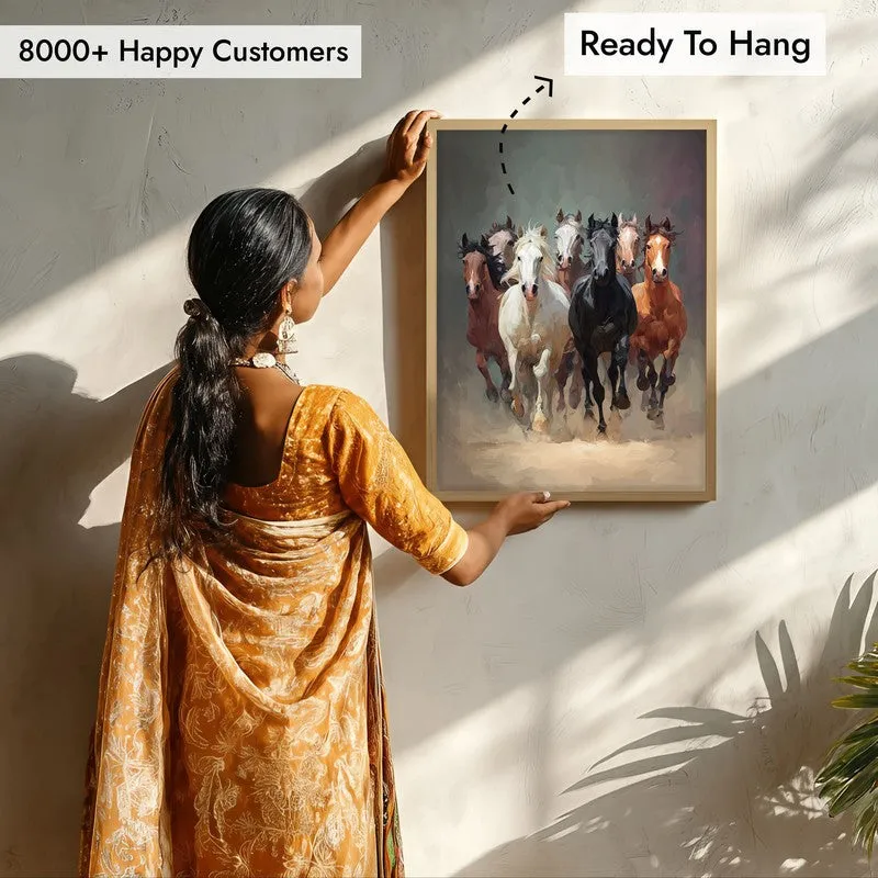 Gallop of Freedom Horse Archival Paper Wall Painting With Brown Frame media 8
