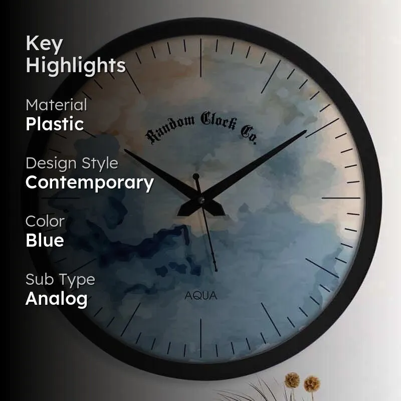 Watercolors Wall Clock - Blue media 2