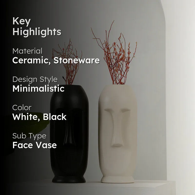 Straight Face Vase (Black,White) - Set Of Two media 2