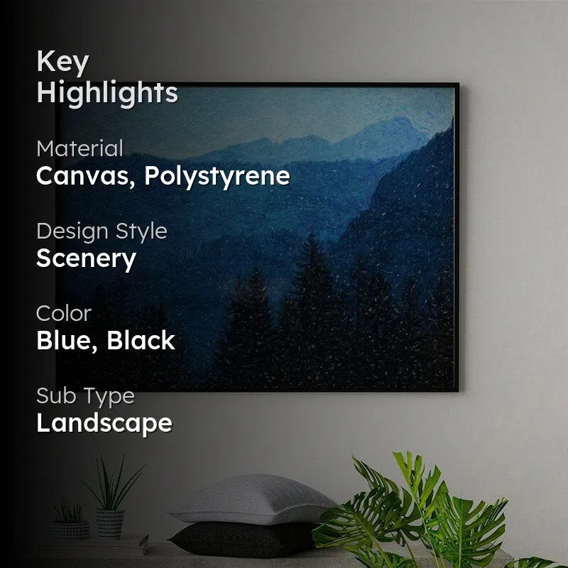 Forest Landscape & Fog Canvas Painting - Black Frame media 2
