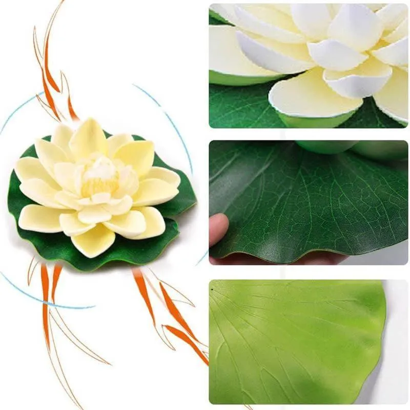 Artificial Floating Lotus (Multicolour) - Set Of Six media 3