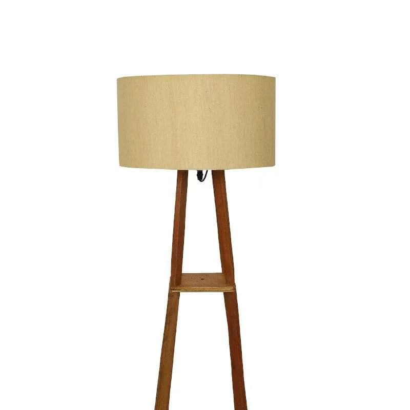 Blace Netima Wooden Floor Lamp With Shelf - Beige media 4