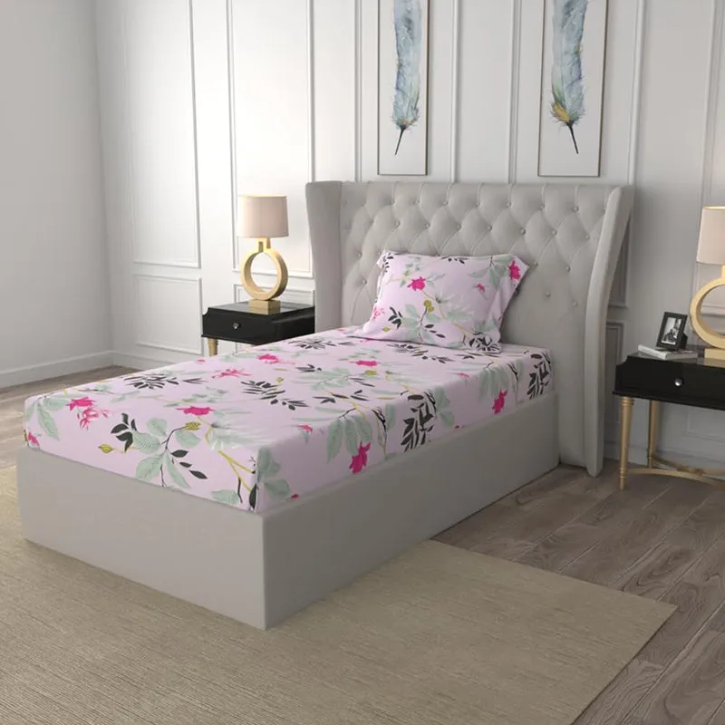 Urban Space Bloom Ray Rose Pink Cotton Bedsheet - 200 TC media 1