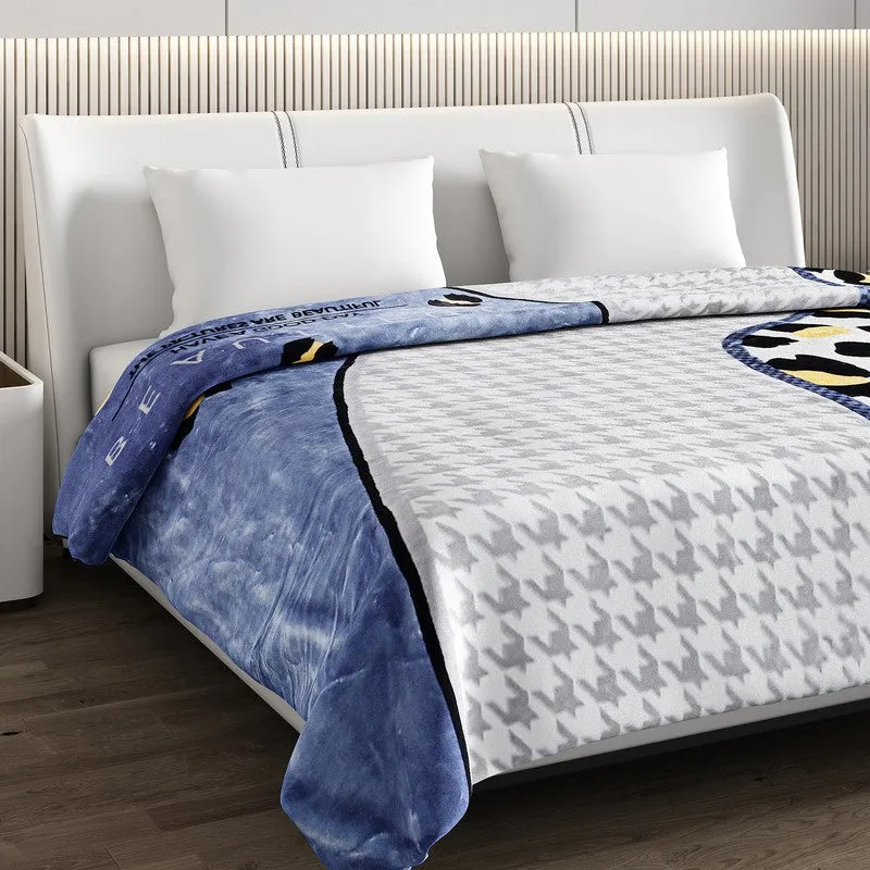Monte Carlo Chic Harmony Blanket (Blue,Grey) - 800 GSM media 4