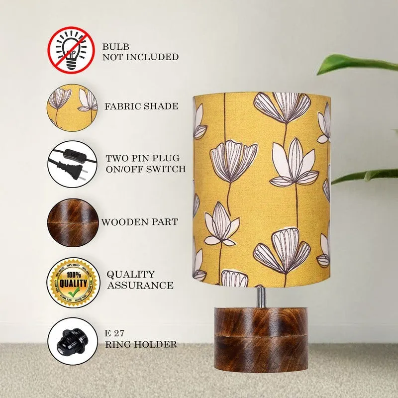 FlairAura Luxury Desk Wooden Table Lamp - Yellow,White,Brown media 6