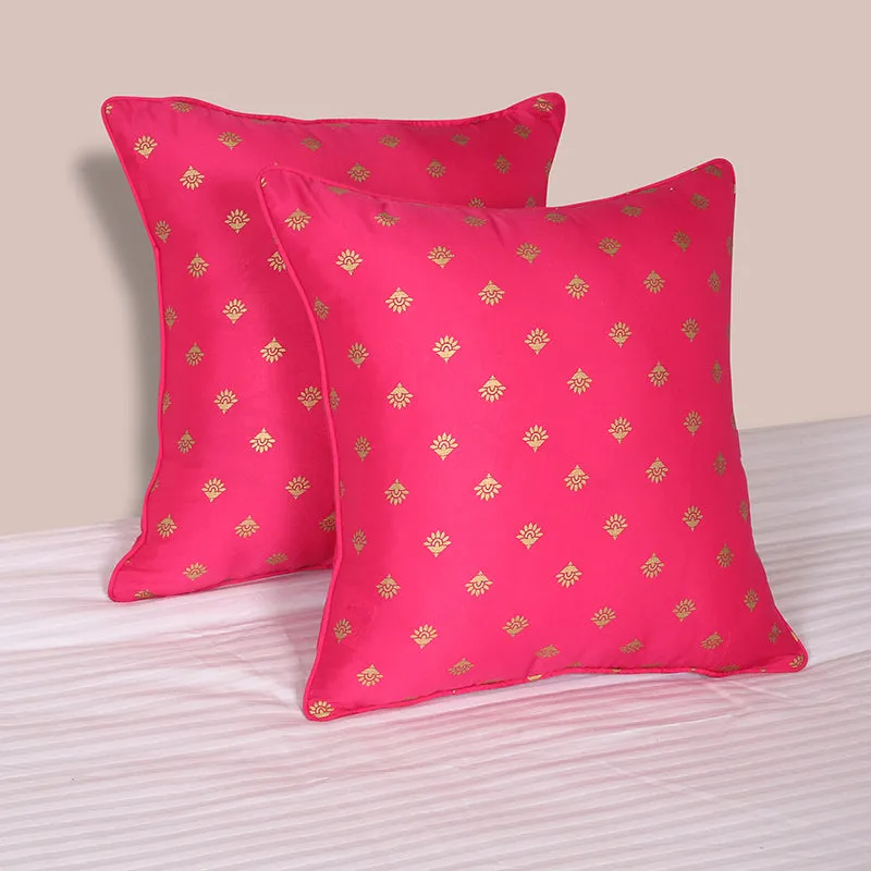 Pink Bhuttas Printed Cushion Cover - Set Of Two media 1