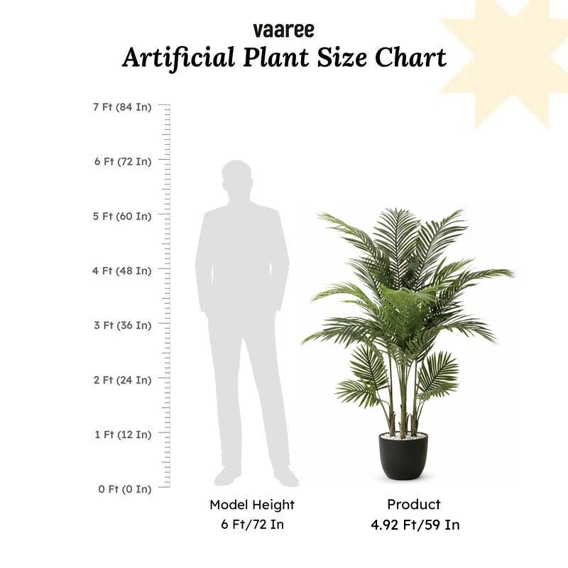 Palmora Artificial Areca Palm Plant With Black Plastic Pot - 4.9 ft media 7