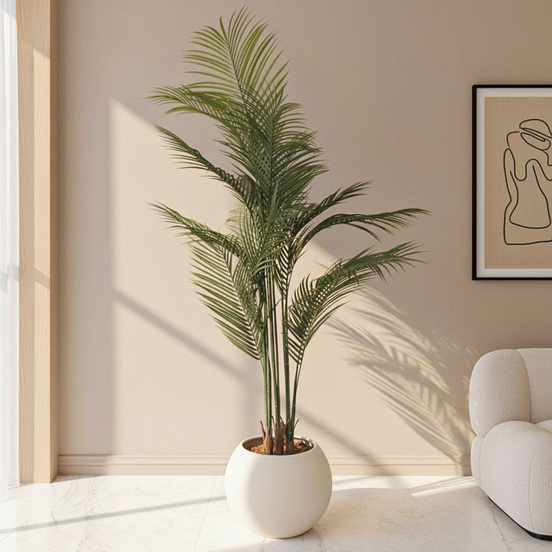 Lush Green Areca Palm Artificial Plant With Black Plastic Pot
