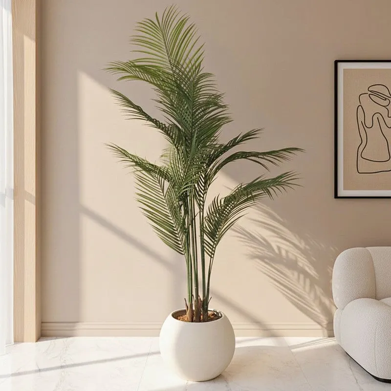 Lush Green Areca Palm Artificial Plant With Black Plastic Pot media 1