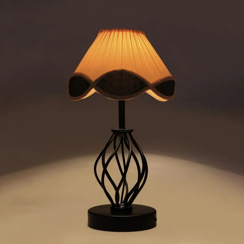 Auralirae Cotton Table Lamp With Wooden Base - Ivory media 6