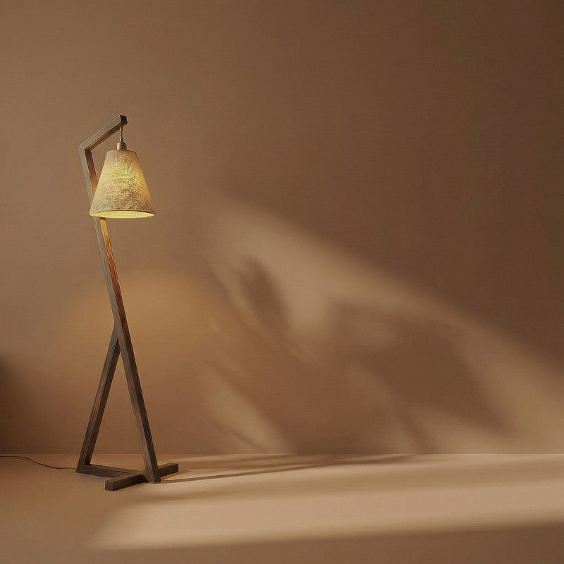 Glacienne Wooden Floor Lamp With Fabric Shade media 7