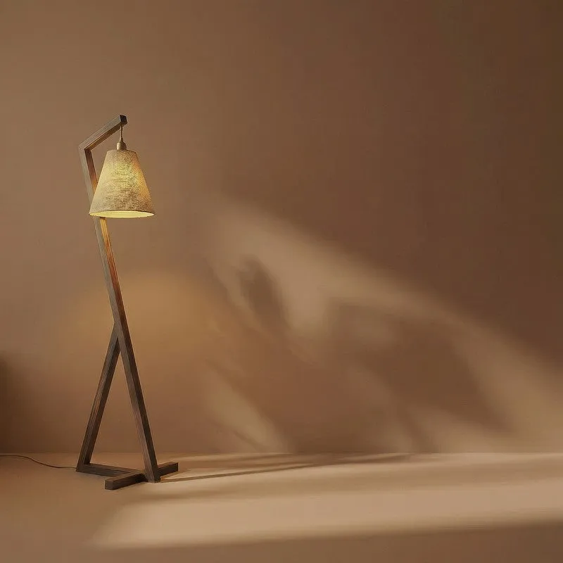 Glacienne Wooden Floor Lamp With Fabric Shade media 7