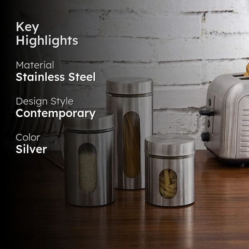 Fresh Keep Stainless Steel Jar (800 mL/650 mL/350 mL) - Set of Three media 2