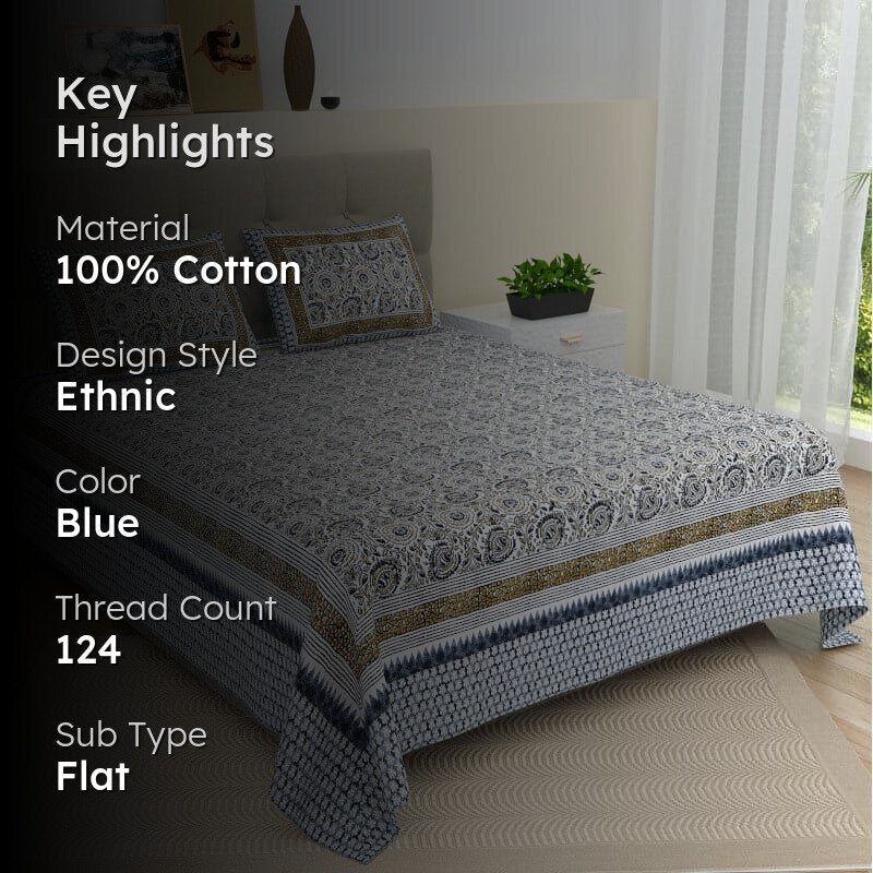 Dobesa Ethnic Cotton Bedsheet - 124 TC media 2