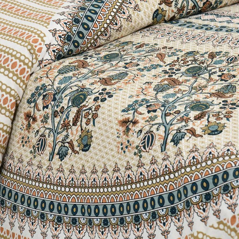 Pushkara Ethnic Cotton Flat Bedsheet (Orange) - 160 TC media 3
